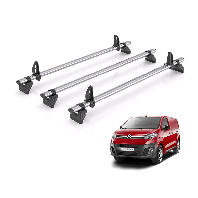 Citroen Dispatch (2016-) - 3 Rhino Kammbar Fleet Roof Bars (Steel)