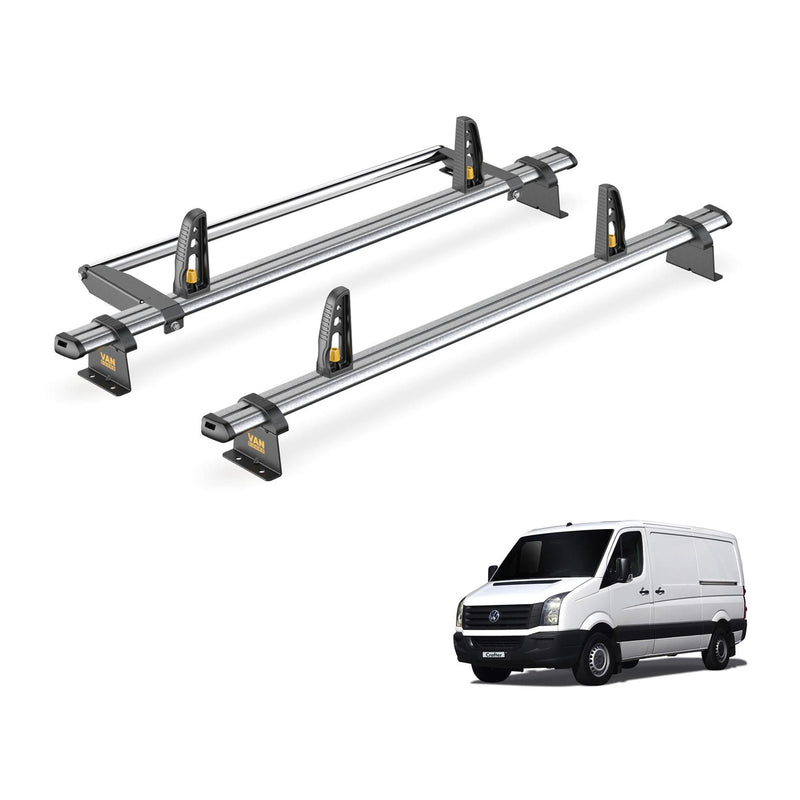 VW Crafter Roof Rack for 2006-2017 L2H1 2 Bars + Rollers Van Guard UltiBar Trade