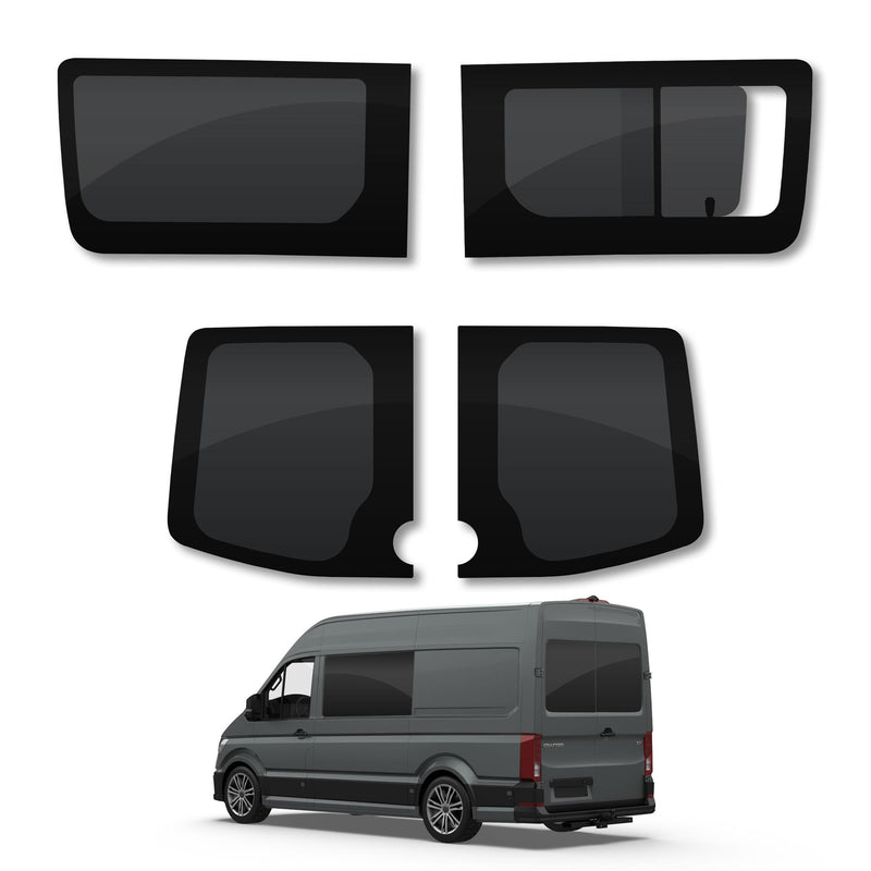 VW Crafter (2006-2017) Driver Opening Passenger Fixed Side and Rear Door Window Privacy Camper Glass Full Kit