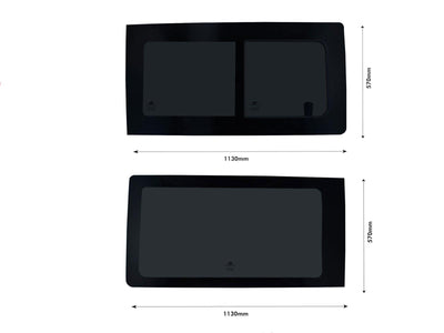 VW Transporter T5 (2003-2015) - Left Fixed Right Opening Dark Tint Windows & Fitting Kit