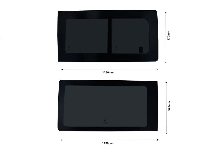VW Transporter T5 (2003-2015) - Left Fixed Right Opening Dark Tint Windows & Fitting Kit