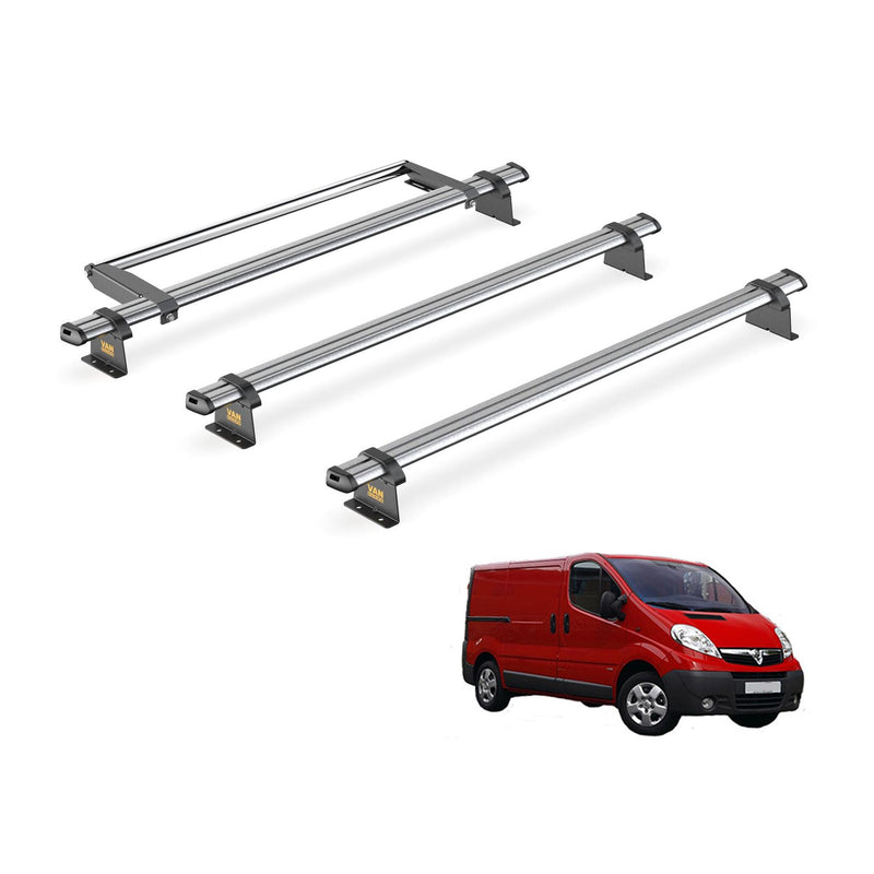 Vauxhall Vivaro (2001-2014) - 3 Van Guard Ultibar Trade Roof Bars + Roller