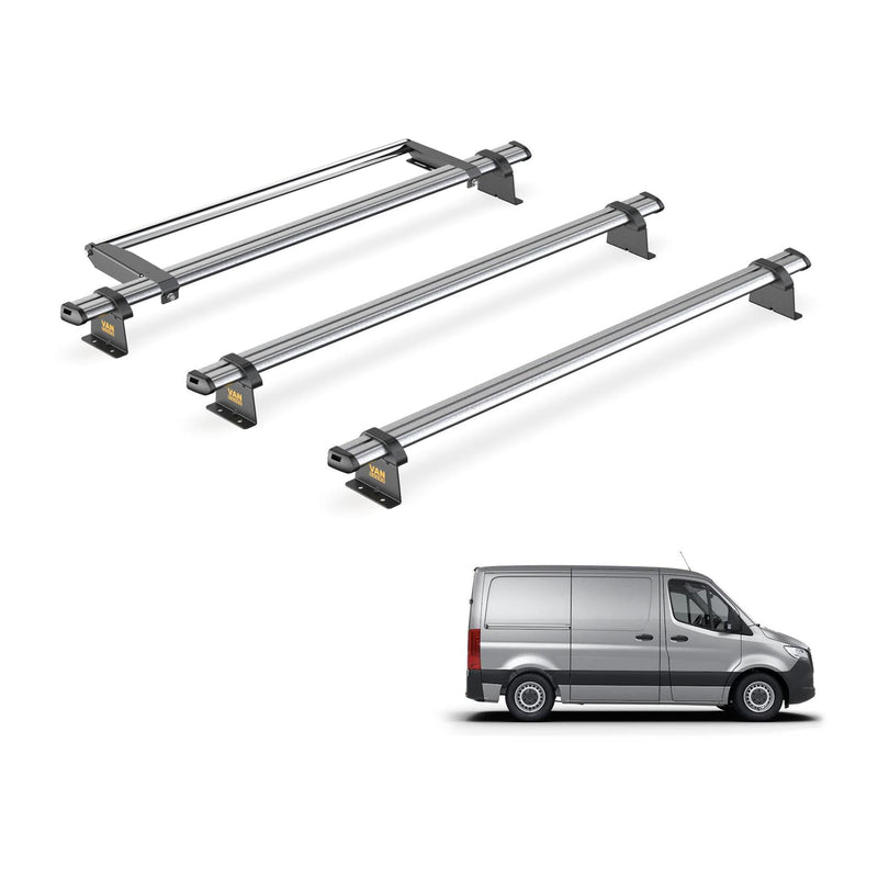 Mercedes Sprinter (2018-) - 3 Van Guard Ultibar Trade Roof Bars + Roller