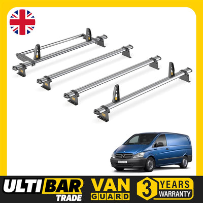 Mercedes Vito Roof Rack (2003-2014 Compact/Long) 4 Bars & Roller Van Guard Trade