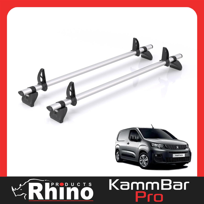 Peugeot Partner (2018-) - 2 Rhino Kammbar Pro Roof Bars (Aluminium)