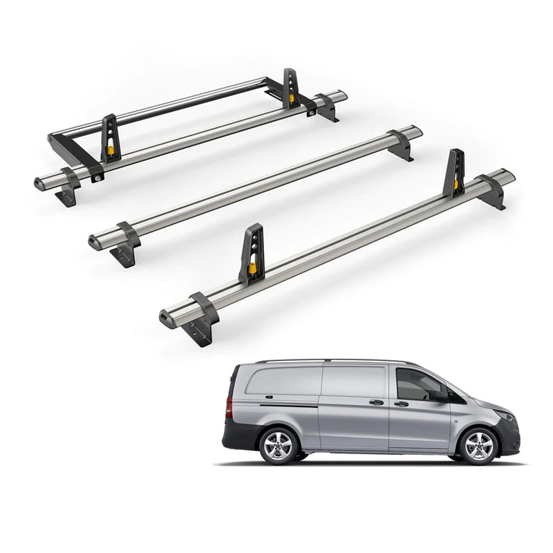 Mercedes Vito (2014-) - 3 Van Guard Ultibar Plus Roof Bars + Roller