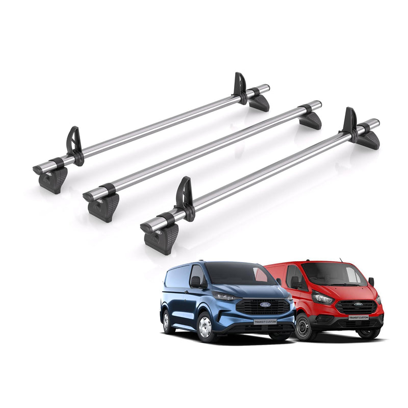 Ford Transit Custom - 3 Rhino Kammbar Fleet Roof Bars (Steel)