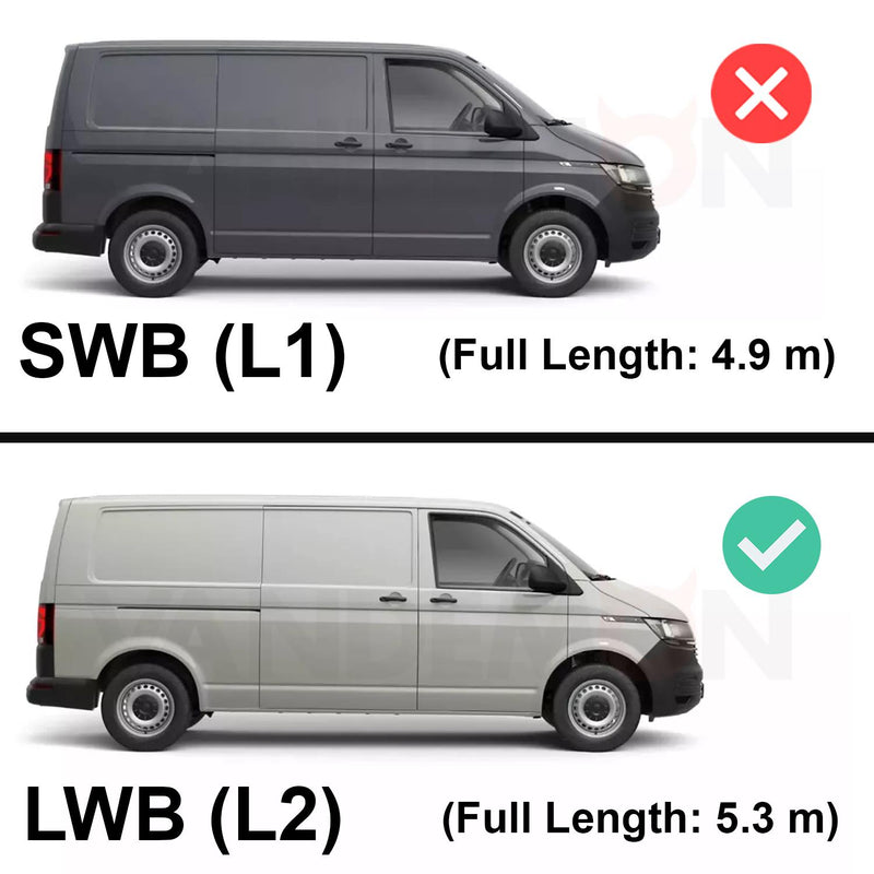 VW Transporter Roof Rack for 2015+ Long [Tailgate] 2 Bars Bundle Van Guard Trade