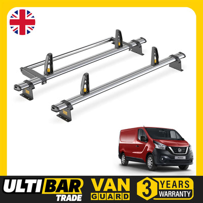Nissan Primastar Roof Rack (2002-15) [Tailgate] 2 Bars & Roller Van Guard Trade