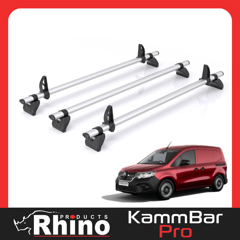 Renault Kangoo (2021-) - 3 Rhino Kammbar Pro Roof Bars (Aluminium)