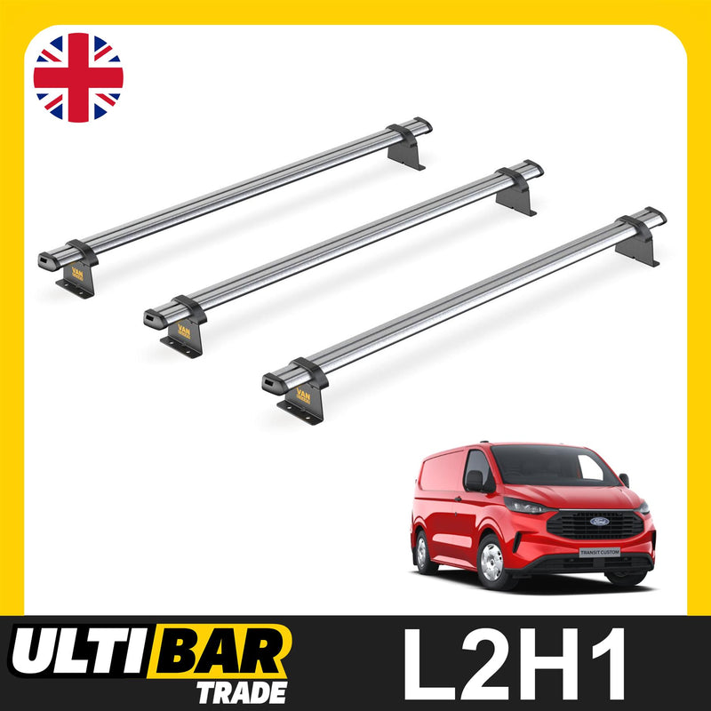 Ford Transit (2024-) Custom - 3 Van Guard UltiBar Trade Roof Bars