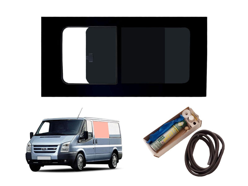 Ford Transit (2000-2014) Passenger Side Opening Window Privacy Camper Glass with Fitting Kit