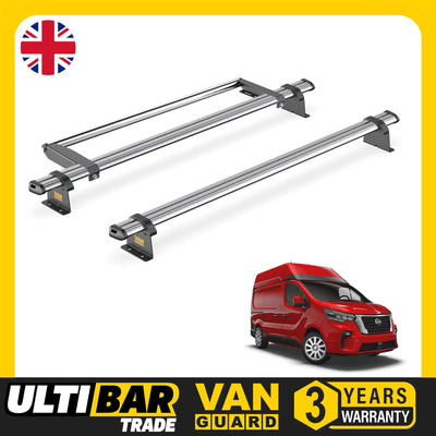 Nissan NV300 (2016-2021) - 2 Van Guard Ultibar Trade Roof Bars + Roller