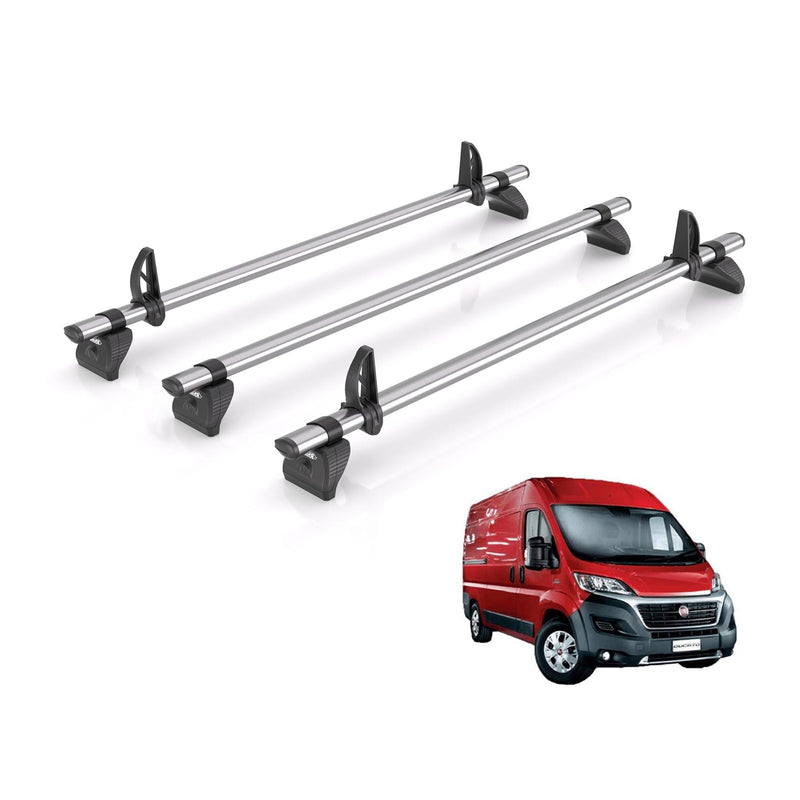 Fiat Ducato (2006-) - 3 Rhino Kammbar Fleet Roof Bars (Steel)
