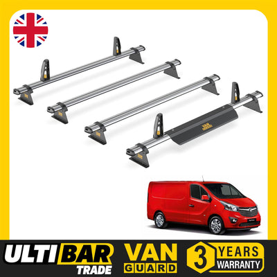 Vauxhall Vivaro Roof Rack for 2014-2019 4x Roof Bars + Loadstops Van Guard Trade