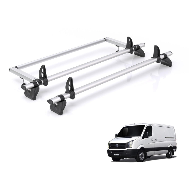 VW Crafter (2006-2017) - 2 Rhino Kammbar Pro Roof Bars + Roller (Aluminium)
