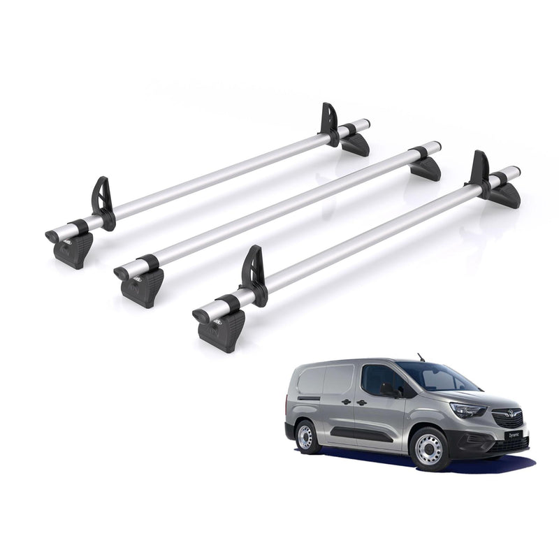 Vauxhall Combo (2018-) - 3 Rhino Kammbar Pro Roof Bars (Aluminium)