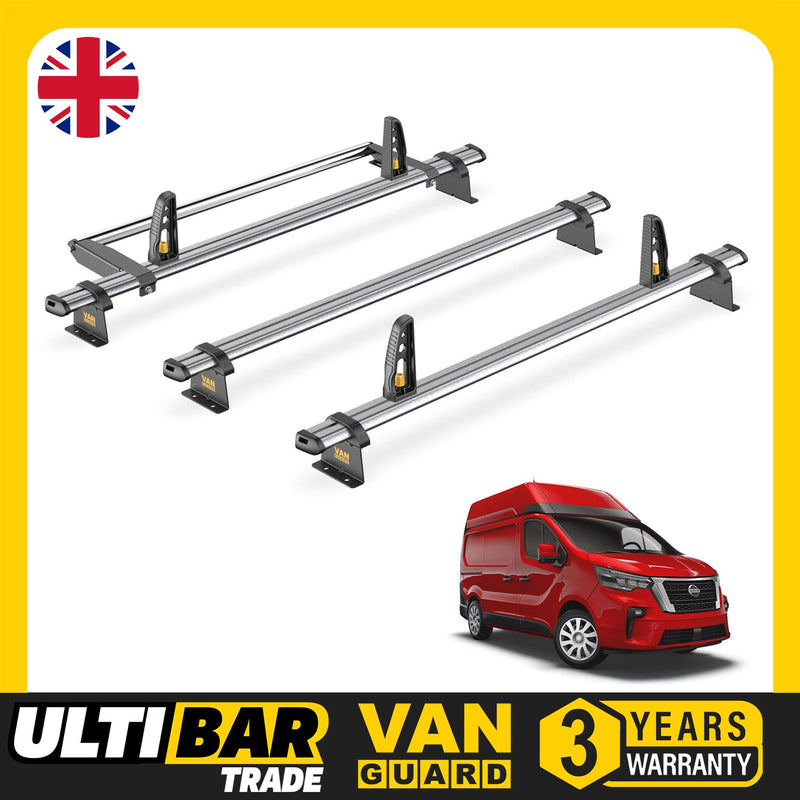 Nissan NV300 Roof Rack for 2016+ High Roof 3x Bars & Roller Van Guard Ulti Trade