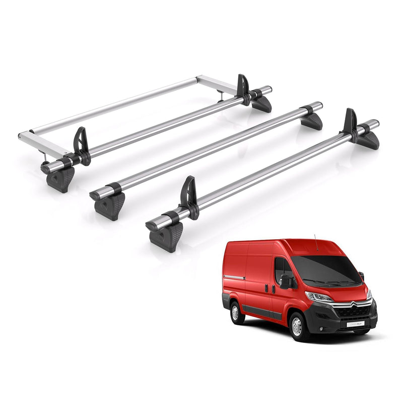 Citroen Relay (2006-) - 3 Rhino Kammbar Fleet Roof Bars + Roller (Steel)