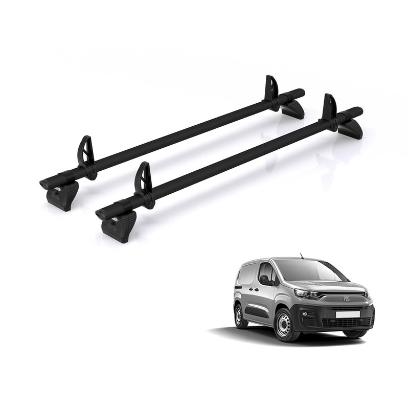 Fiat Doblo (2022-) - 2 Rhino Kammbar Black Roof Bars (Aluminium)