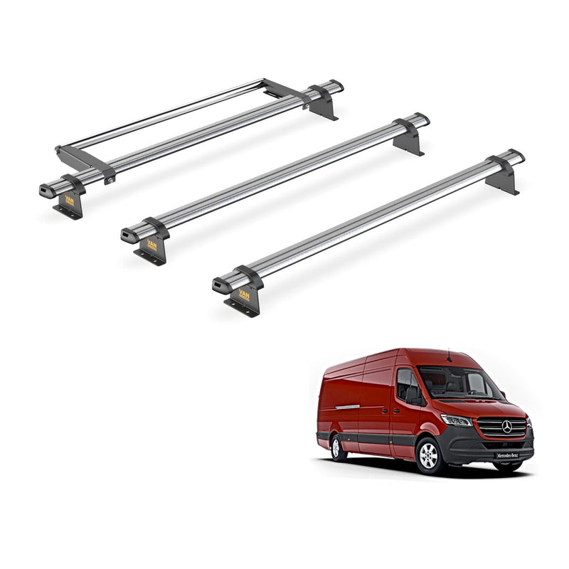Mercedes Sprinter (2018-) - 3 Van Guard Ultibar Trade Roof Bars + Roller