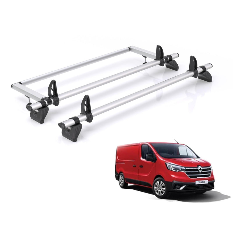 Renault Trafic Roof Rack For 2014+ Models 2x Bars + Roller Rhino Kammbar Pro H1