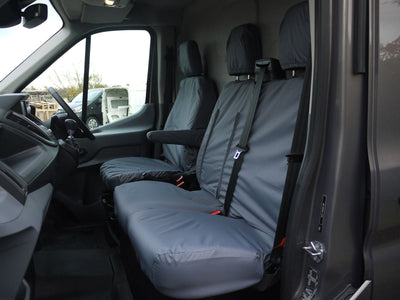 Ford Transit (MK8 2014-) - Tailored Front Row w/ Armrest Seat Covers in Grey (1+2)