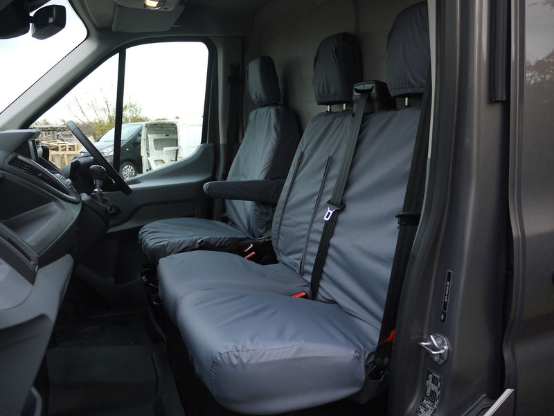 Ford Transit (MK8 2014-) - Tailored Front Row w/ Armrest Seat Covers in Grey (1+2)