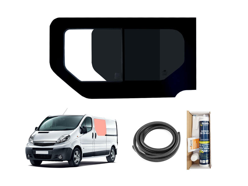 Vauxhall Vivaro (2001-2014) Passenger Side Opening Window Privacy Camper Glass with Fitting Kit