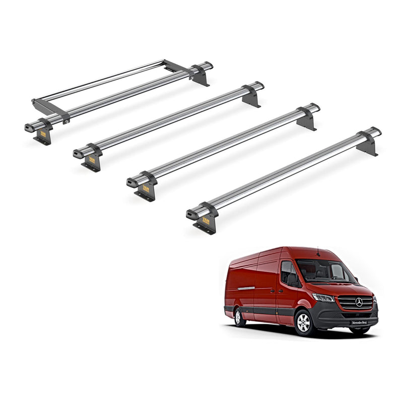 Mercedes Sprinter (2018-) - 4 Van Guard Ultibar Trade Roof Bars + Roller
