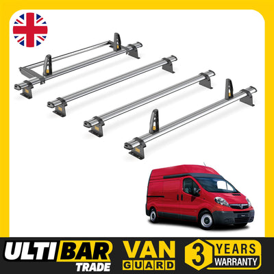 Vauxhall Vivaro Roof Rack (2001-14 High Roof) 4 Bars Bundle Van Guard Ulti Trade