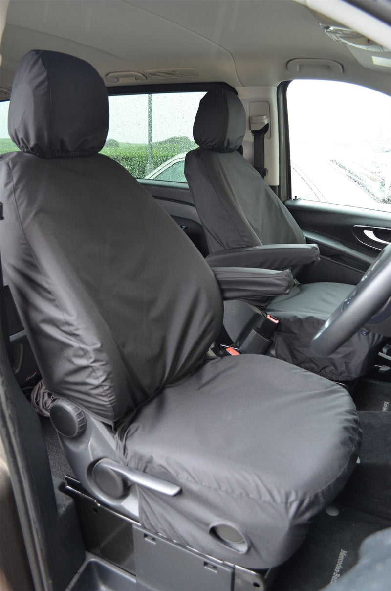 Mercedes Vito (W447 2014-) - Tailored Front Row w/Armrest Seat Covers in Black (1+1)
