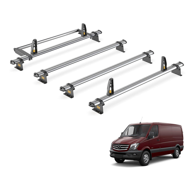 Mercedes Sprinter Roof Rack for 2006-18 Medium Roof 4x Bars & Roller Ulti Trade