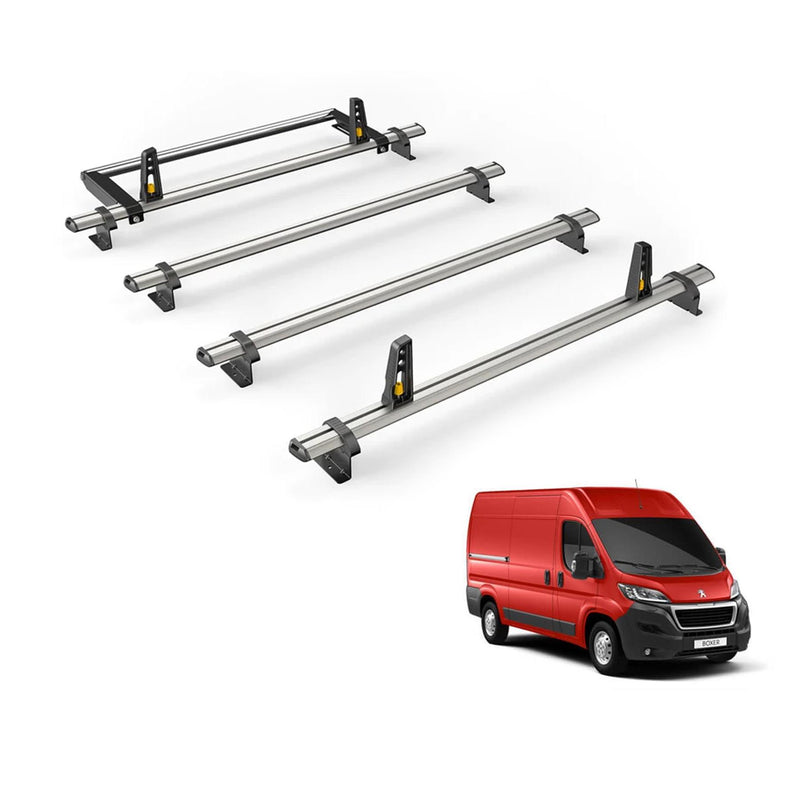 Peugeot Boxer (2006-) - 4 Van Guard Ultibar Plus Roof Bars + Roller