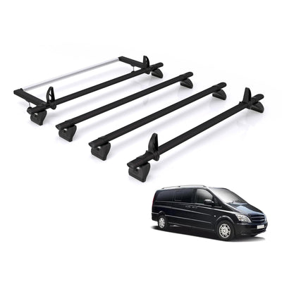 Mercedes Vito (2003-2014) - Rhino Kammbar Black Roof Bars and Rear Roller