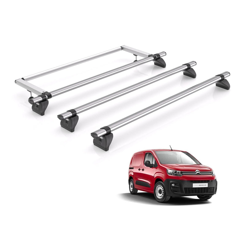 Citroen Berlingo Roof Rack Fits 2018+ XL Models 3x Bars + Roller Rhino Kammbar