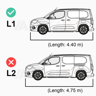 Vauxhall Combo (2018-) - 2 Rhino Kammbar Pro Roof Bars + Roller (Aluminium)