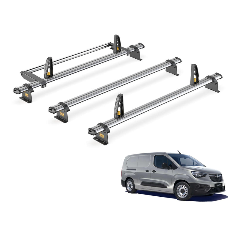 Vauxhall Combo Roof Rack for 2018+ [L2] 3x Bars & Roller Van Guard UltiBar Trade