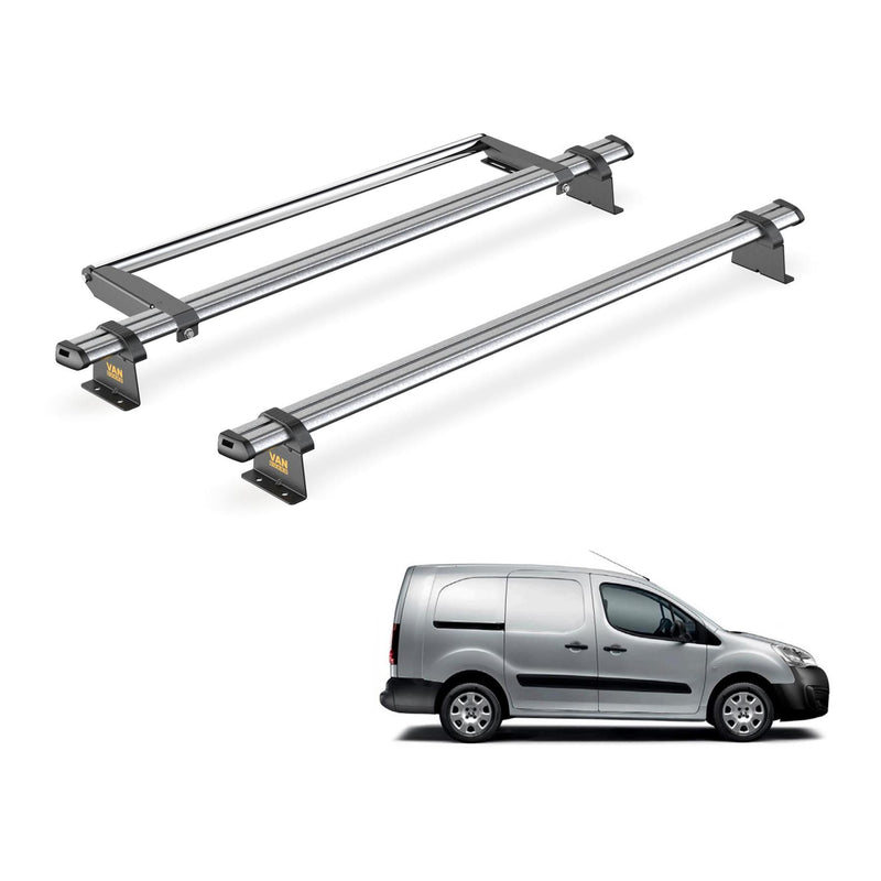 Peugeot Partner (2008-2018) - 2 Van Guard Ultibar Trade Roof Bars + Roller