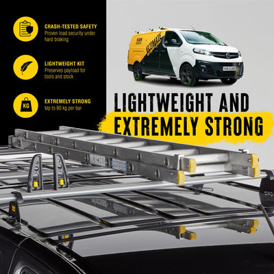 MAN TGE (2017-) - 3 Van Guard Ultibar Plus Roof Bars + Roller