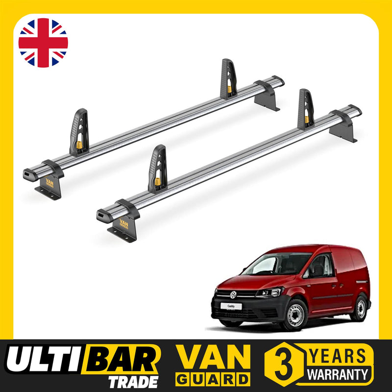 VW Caddy Roof Rack for 2015-2020 Standard Wheelbase 2x Bars Van Guard Ulti Trade