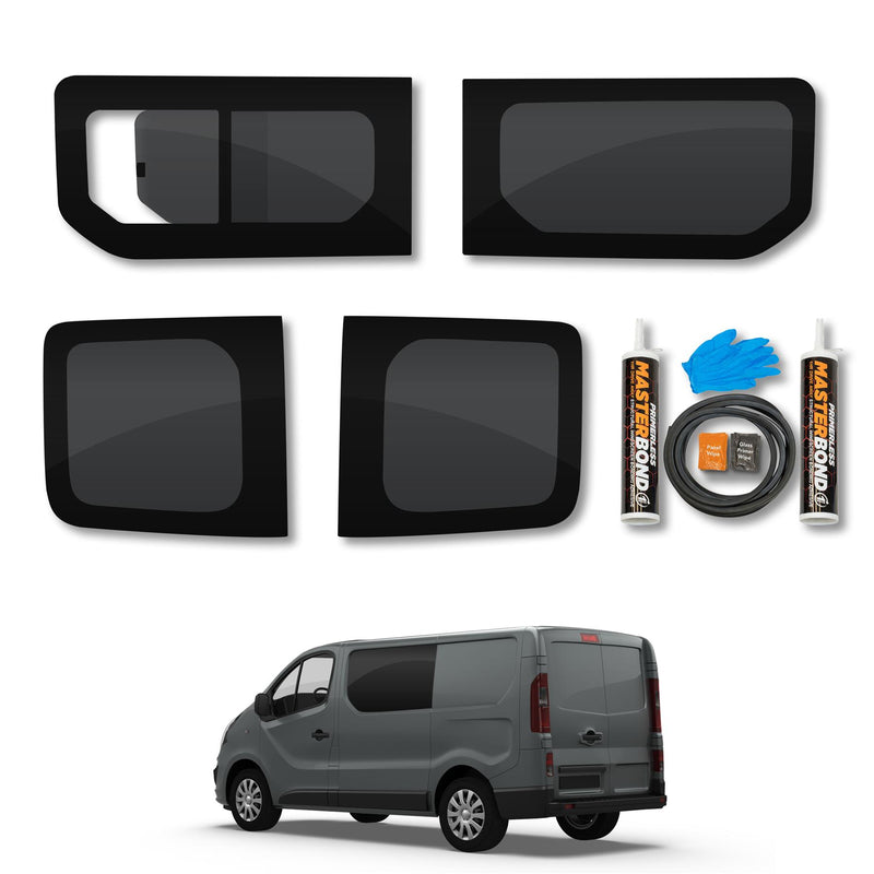 VD Glass - Nissan Primastar 2022- Lh Side Open + Rh Side Fixed Tint + Rear Doors Fitting Kit
