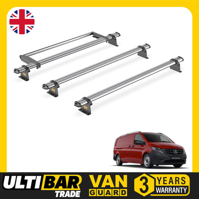 Mercedes Vito (2014-) - 3 Van Guard Ultibar Trade Roof Bars + Roller