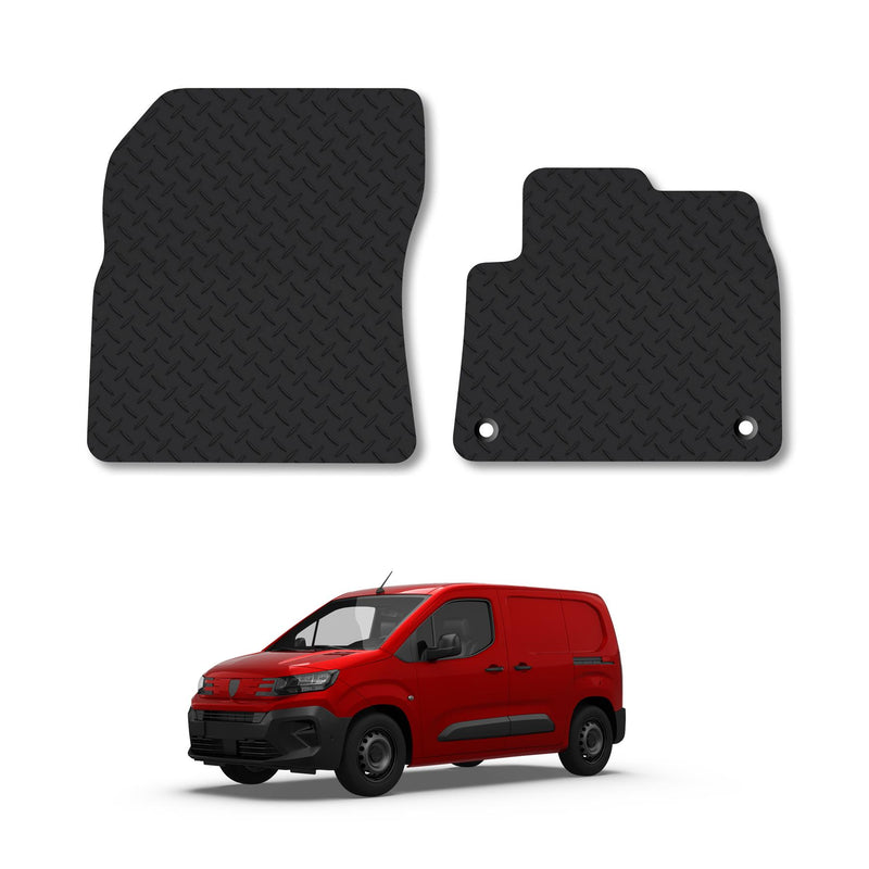 Peugeot Partner 2018+ 5mm Rubber Floor Mats [press stud top floor fixing]
