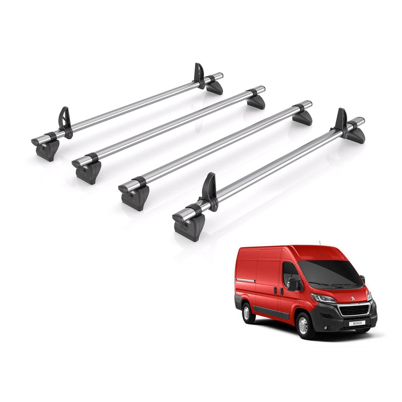 Peugeot Boxer (2006-) - 4 Rhino Kammbar Fleet Roof Bars (Steel)