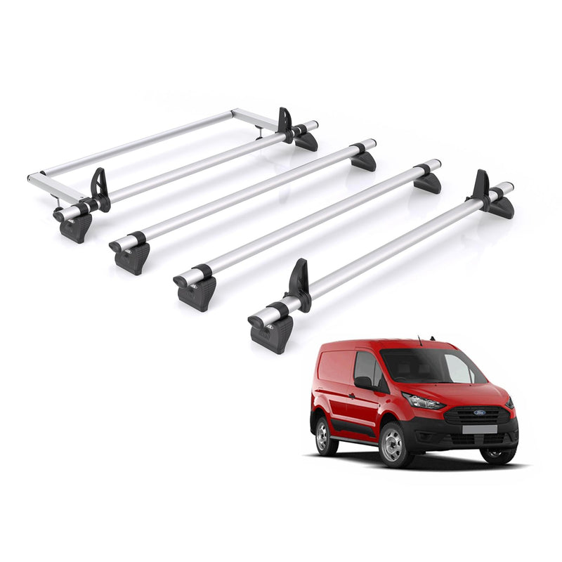 Ford Transit (2013-2024) Connect - 4 Rhino Kammbar Pro Roof Bars + Roller (Aluminium)