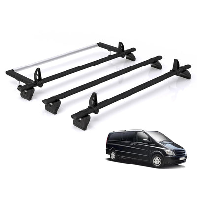 Mercedes Vito (2003-2014) - Rhino Kammbar Black Roof Bars and Rear Roller