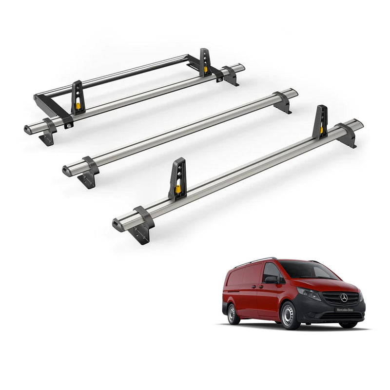 Mercedes Vito (2014-) - 3 Van Guard Ultibar Plus Roof Bars + Roller