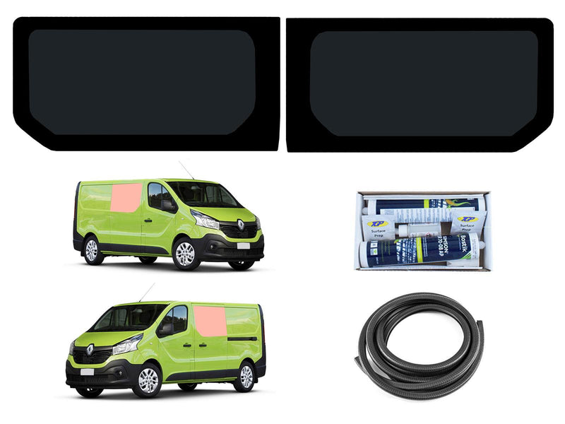 Renault Trafic (2014-) Driver and Passenger Side Fixed Window Privacy Camper Glass with Fitting Kit