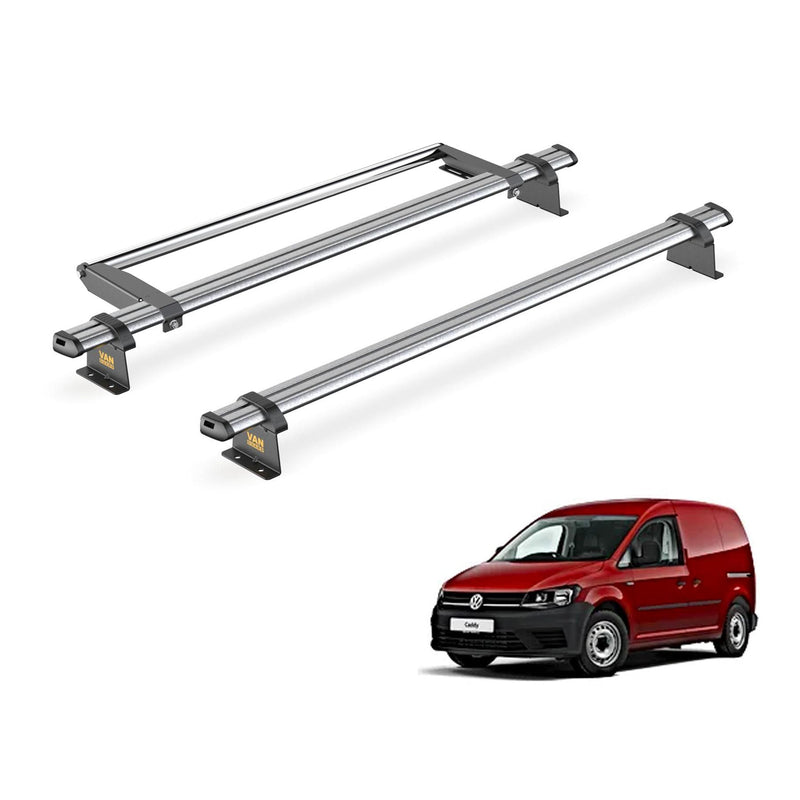 VW Caddy (2010-2015) - 2 Van Guard Ultibar Trade Roof Bars + Roller
